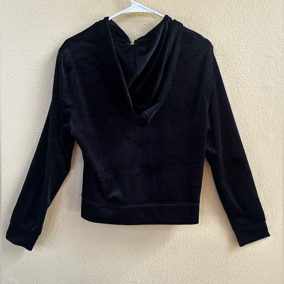 Juicy Couture Black Bling Velour Hoodie & Matching Flare Velour Pants Large EUC! - Picture 8 of 13